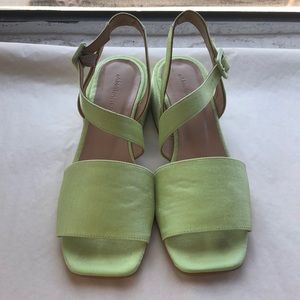 About  Arianne green lime lame sandals
